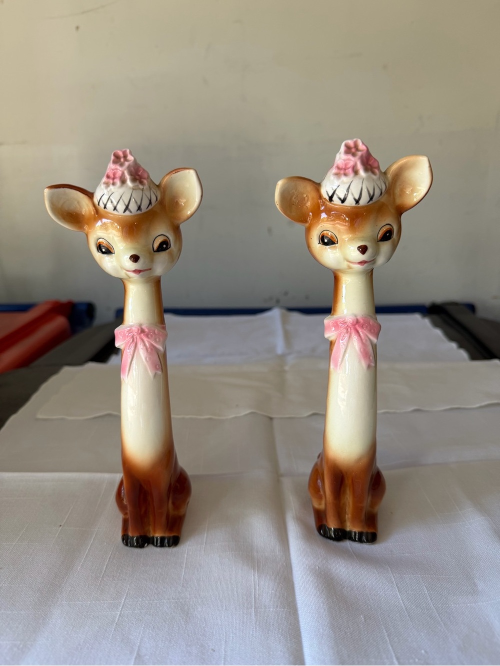 Napco Vintage long neck Deer salt and pepper shakers 1956